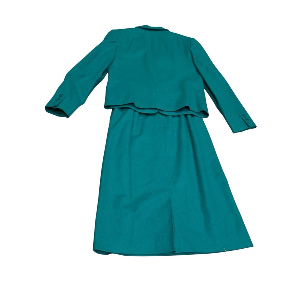 VTG Pendleton Skirt Blazer Set Women's Petite 10 Top 8 Bottom Green Retro - Picture 2 of 5